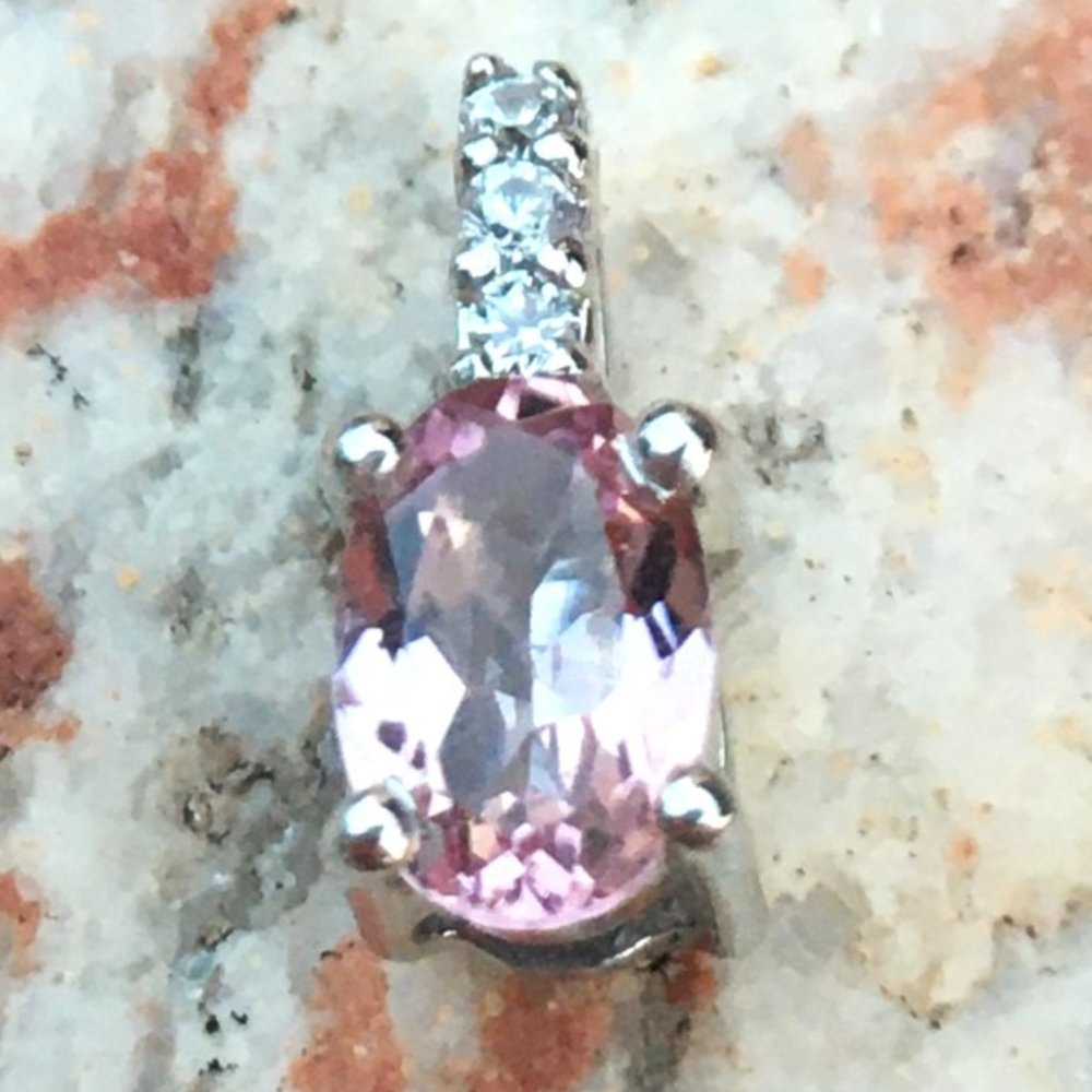 Genuine Pink Tourmaline .925 Silver Pendant Silver